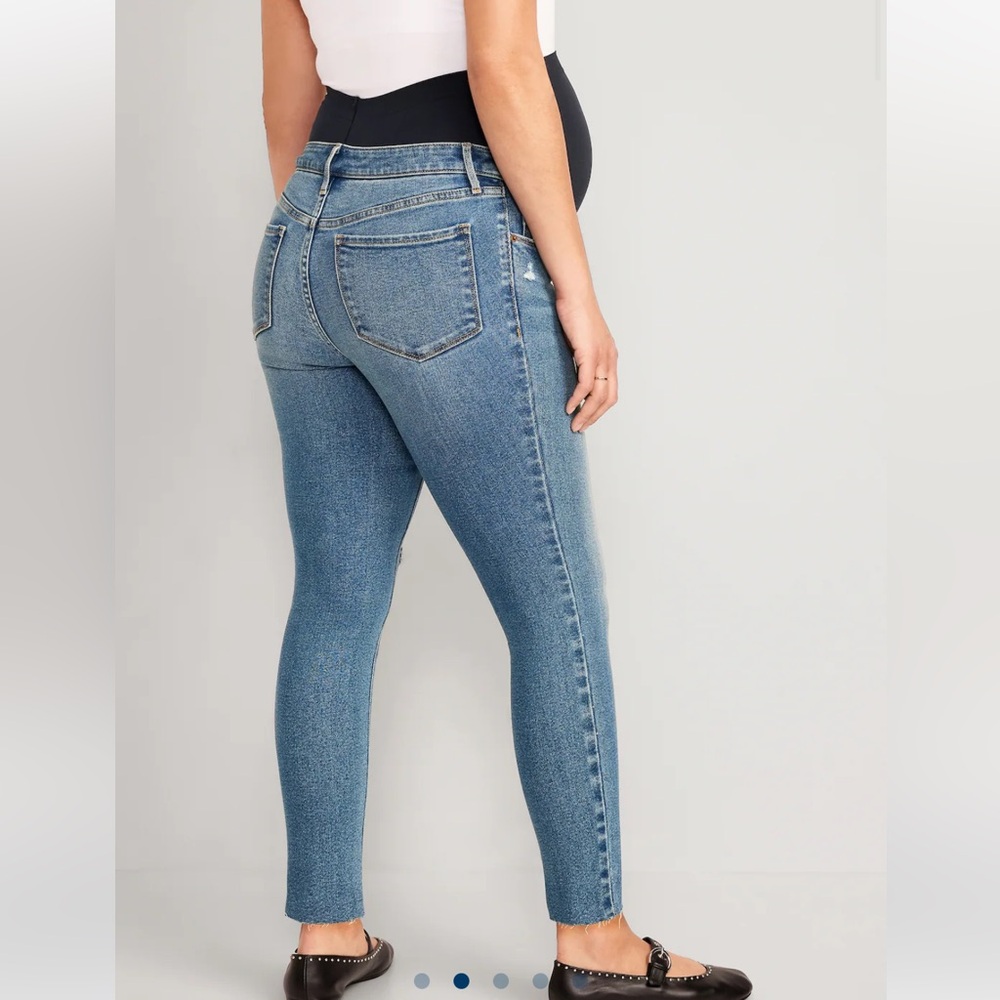 Old Navy Maternity Premium Full Panel Rockstar Super Skinny Ripped Jeans 14 Long